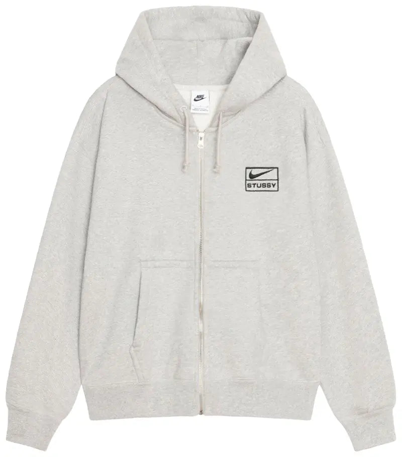 Stussy x Nike Fleece Zip Hoodie 'Grey Heather'