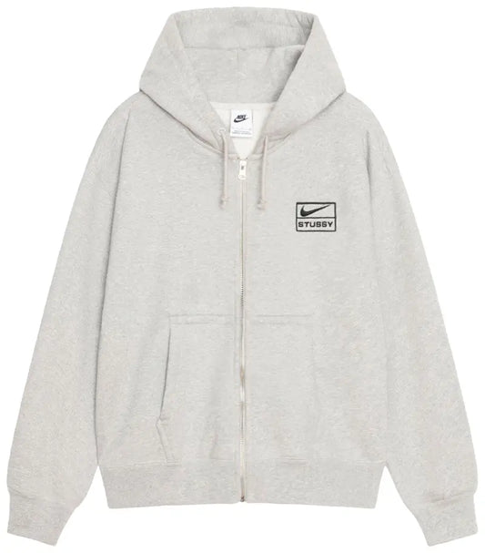 Stussy x Nike Fleece Zip Hoodie 'Grey Heather'