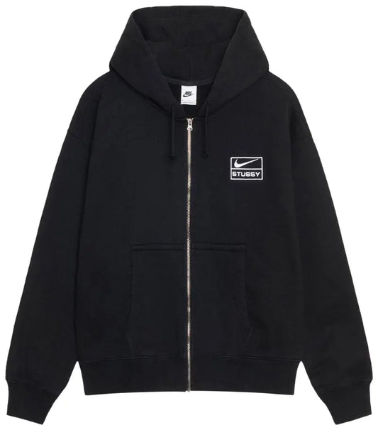 Stussy x Nike Stone Washed Fleece Zip Hoodie 'Black'