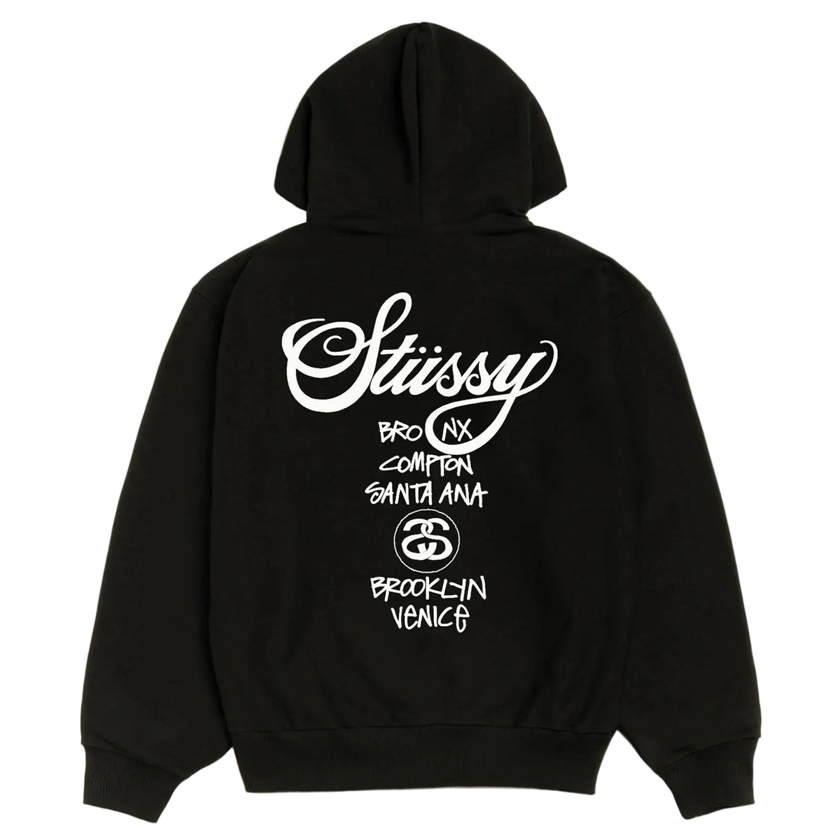 Large - Stussy World Tour Zip Hoodie 'Black'
