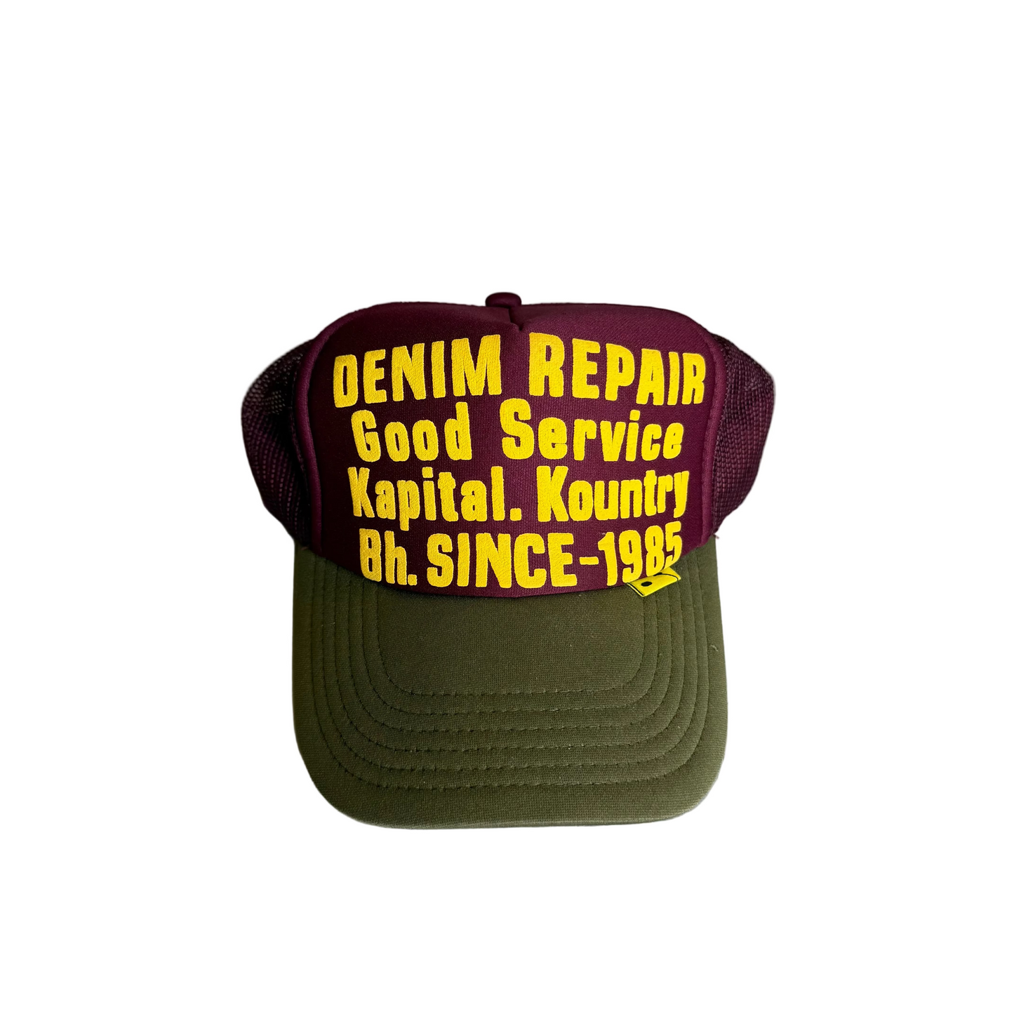 Kapital Trucker Hat (Burgundy/Yellow)