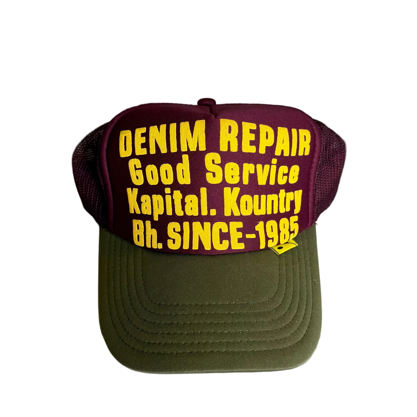 Kapital Trucker Hat (Burgundy/Yellow)