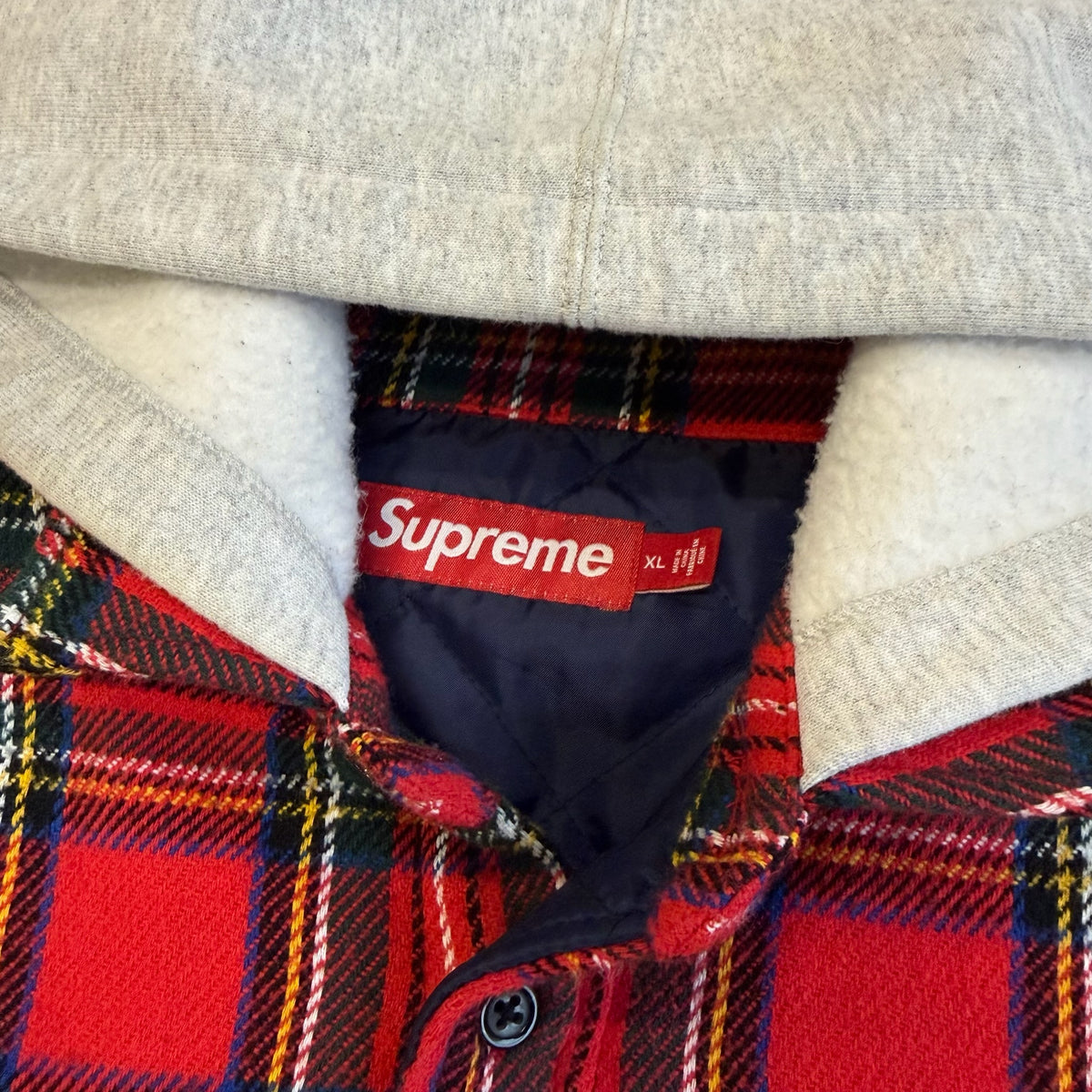 Supreme Tartan Flannel Hooded Shirt (Pre-Owned) - XL