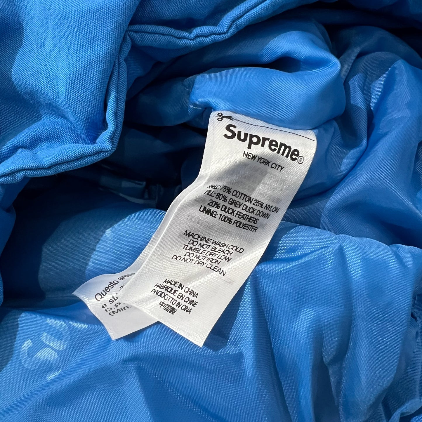 MEDIUM - Supreme Hooded Down Pullover 'Bright Blue' (Used)