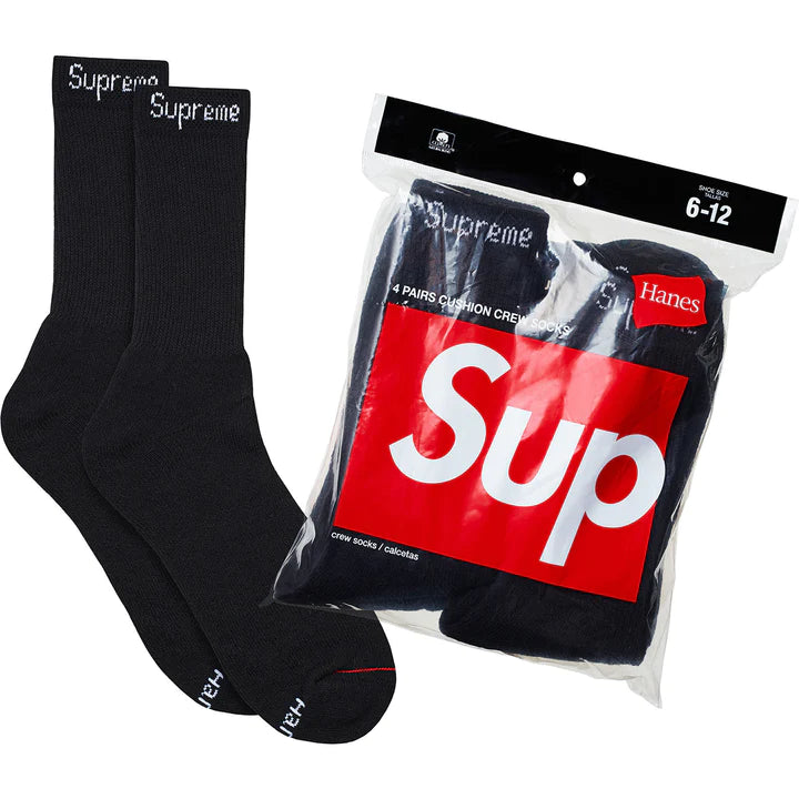 SUPREME HANES CREW SOCKS (4 PACK)