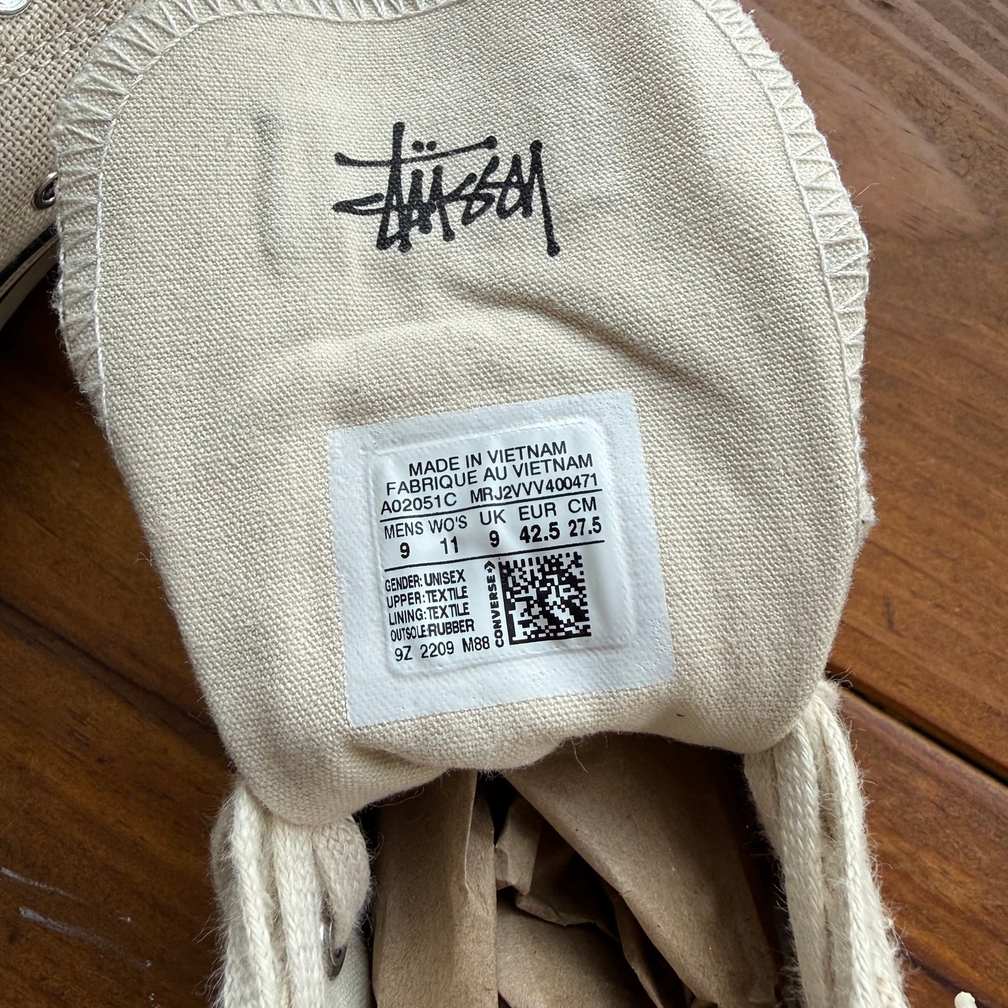 Size 9 - Stussy x Chuck 70 High 'Fossil' (Used)