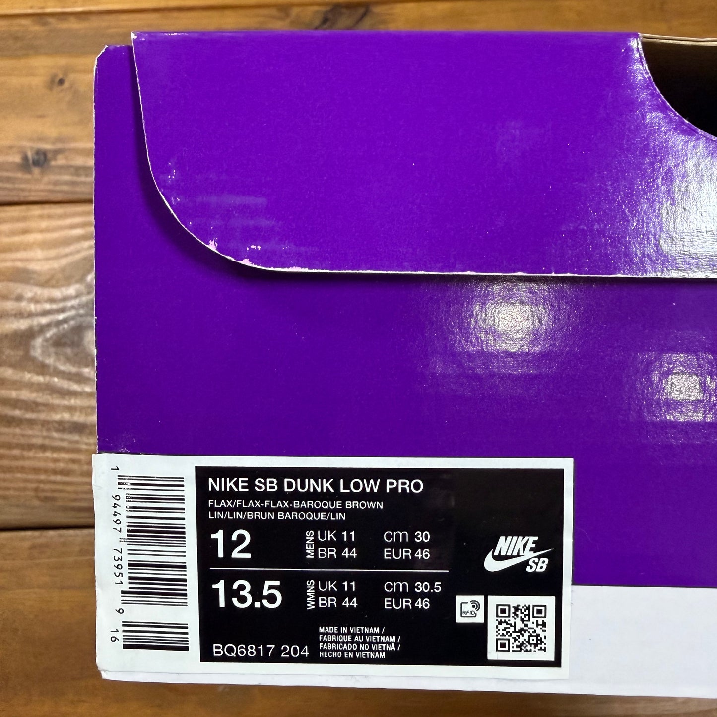 SIZE 12 - Dunk Low Pro SB 'Wheat Mocha' (Used)