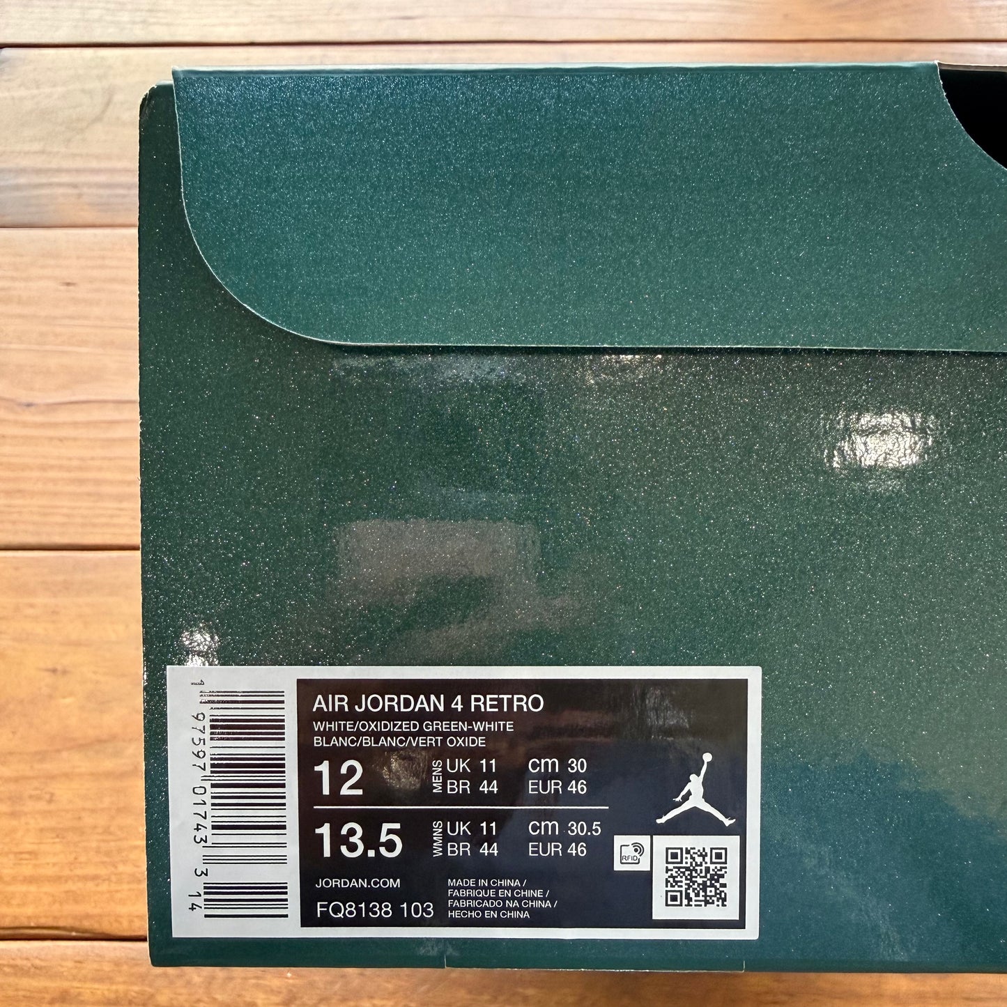 SIZE 12 - Jordan 4 Retro 'Oxidized Green' (Used)
