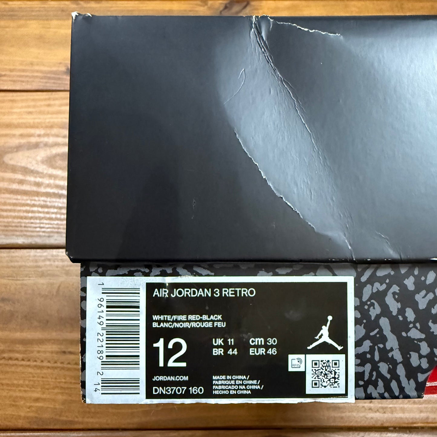 SIZE 12 - Jordan 3 Retro 'Fire Red' 2022 (Used)