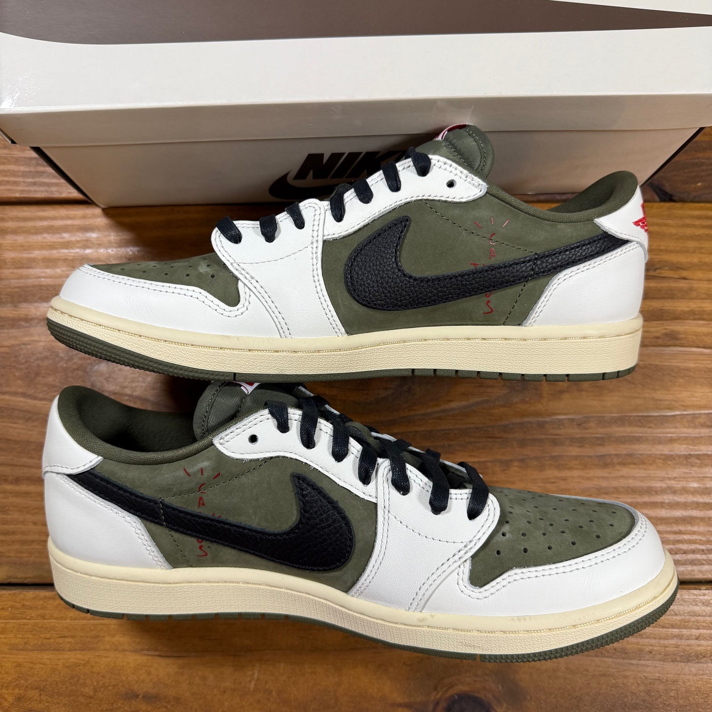 SIZE 10 - Travis Scott x Jordan 1 Low OG SP 'Reverse Olive / Medium Olive' (Used)