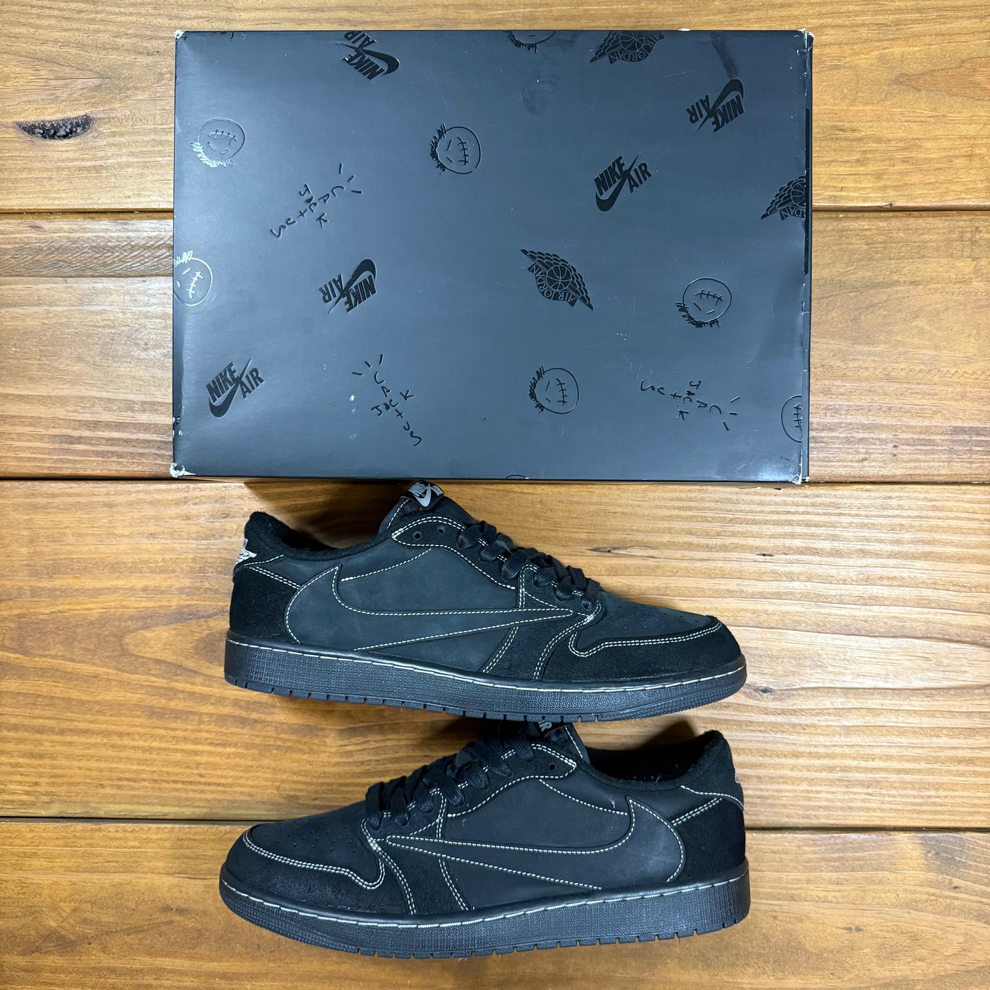 SIZE 13 - Travis Scott x Jordan 1 Retro Low OG SP 'Black Phantom' (Used)