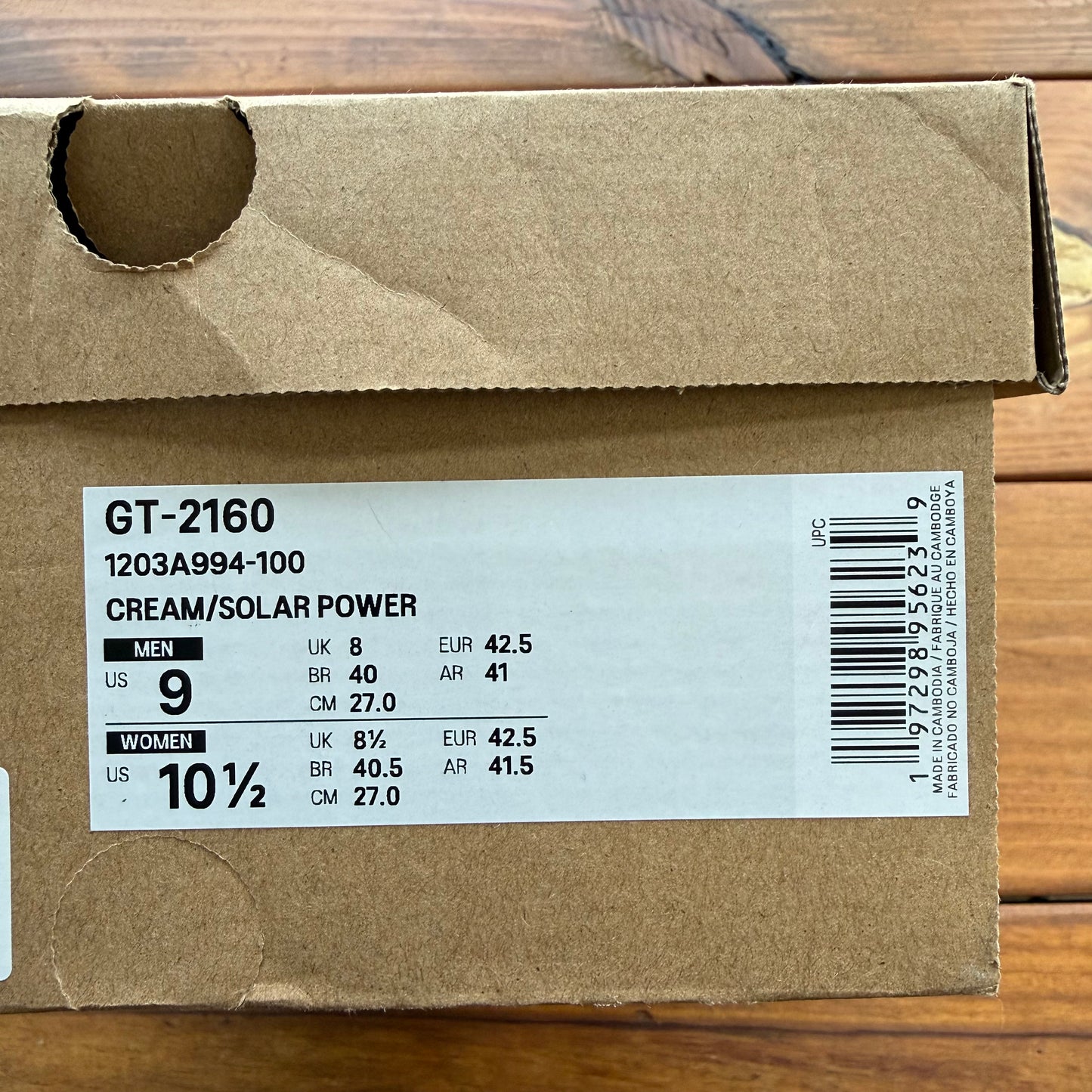 Size 9 - Kith x GT 2160 'Cream Solar Power' 2025 (Used)