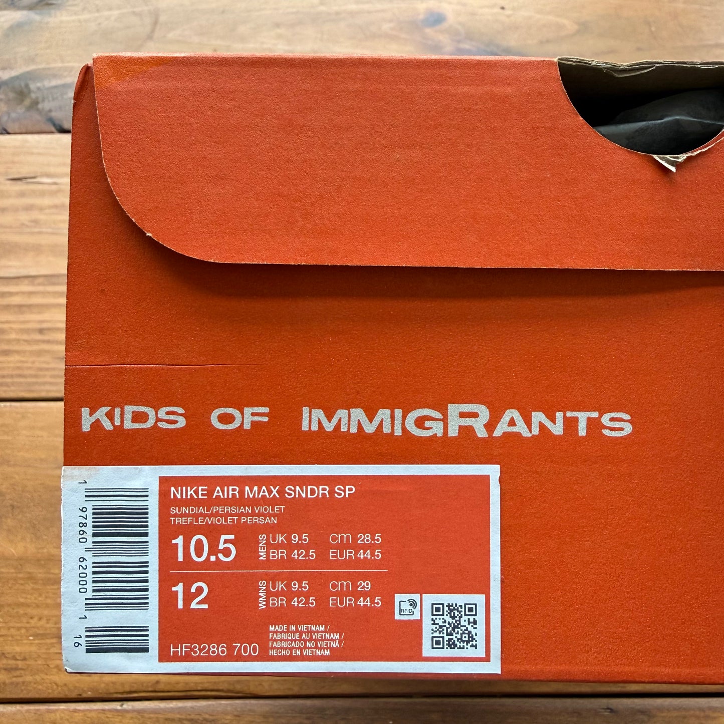 SIZE 10.5 - Kids of Immigrants x Air Sunder Max SP 'Sun Up' (Used)