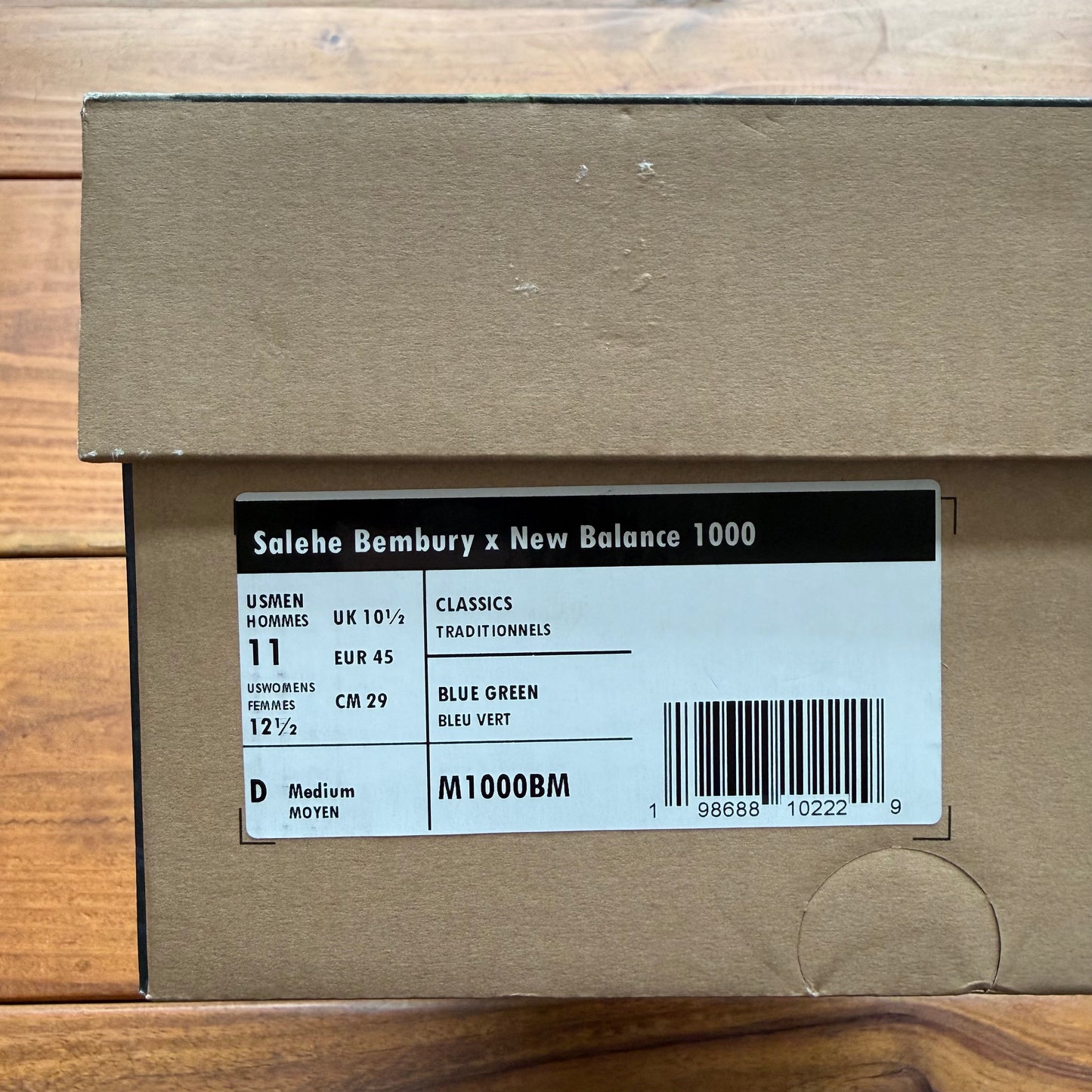 SIZE 11 - New Balance Salehe Bembury x 1000 'Fog Be The Cloud' (Used)