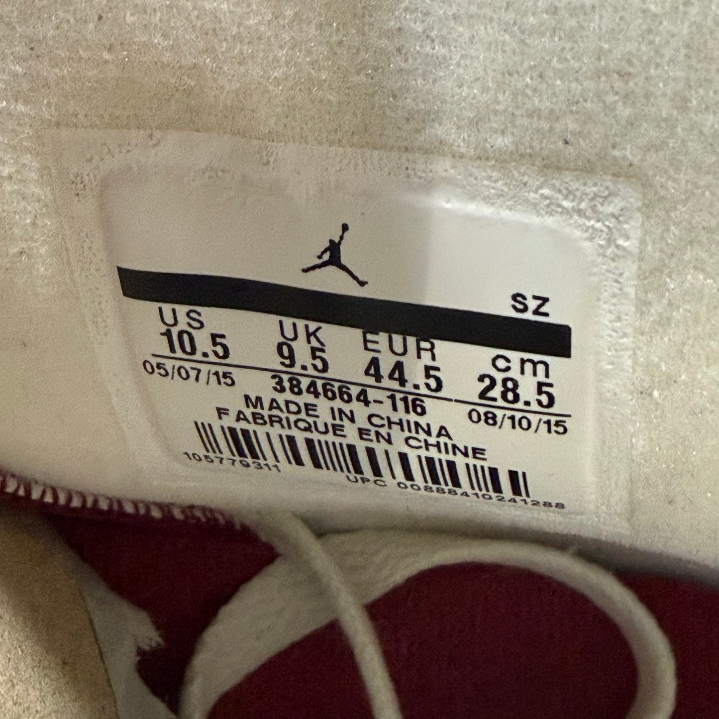 SIZE 10.5 - Jordan 6 Retro 'Maroon' 2015 (Used)
