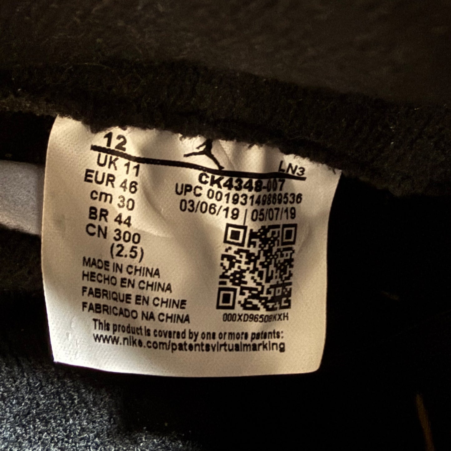 SIZE 12 - Jordan 3 Retro Tinker SP 'Black Cement' (Used)
