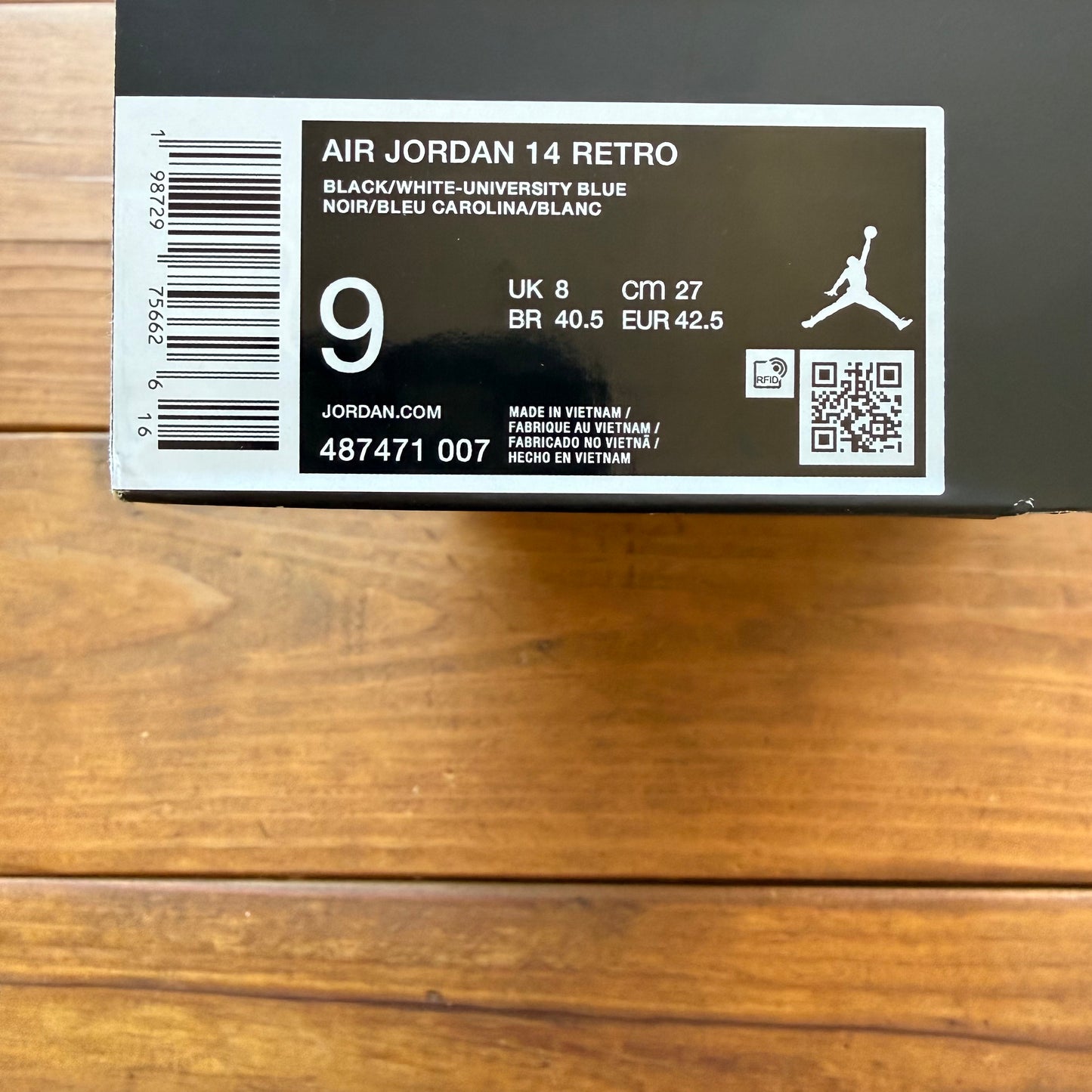 Größe 9 - Jordan 14 Retro 'Black University Blue' 2026 (Gebraucht)