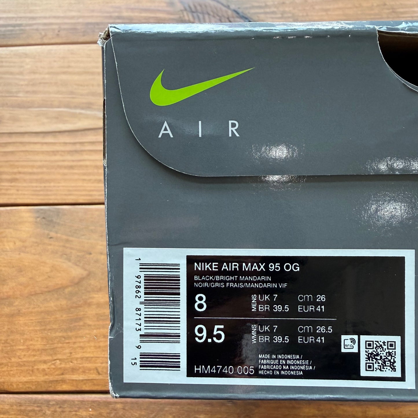 Size 8 - Air Max 95 OG 'Bright Mandarin' 2025 (Used)