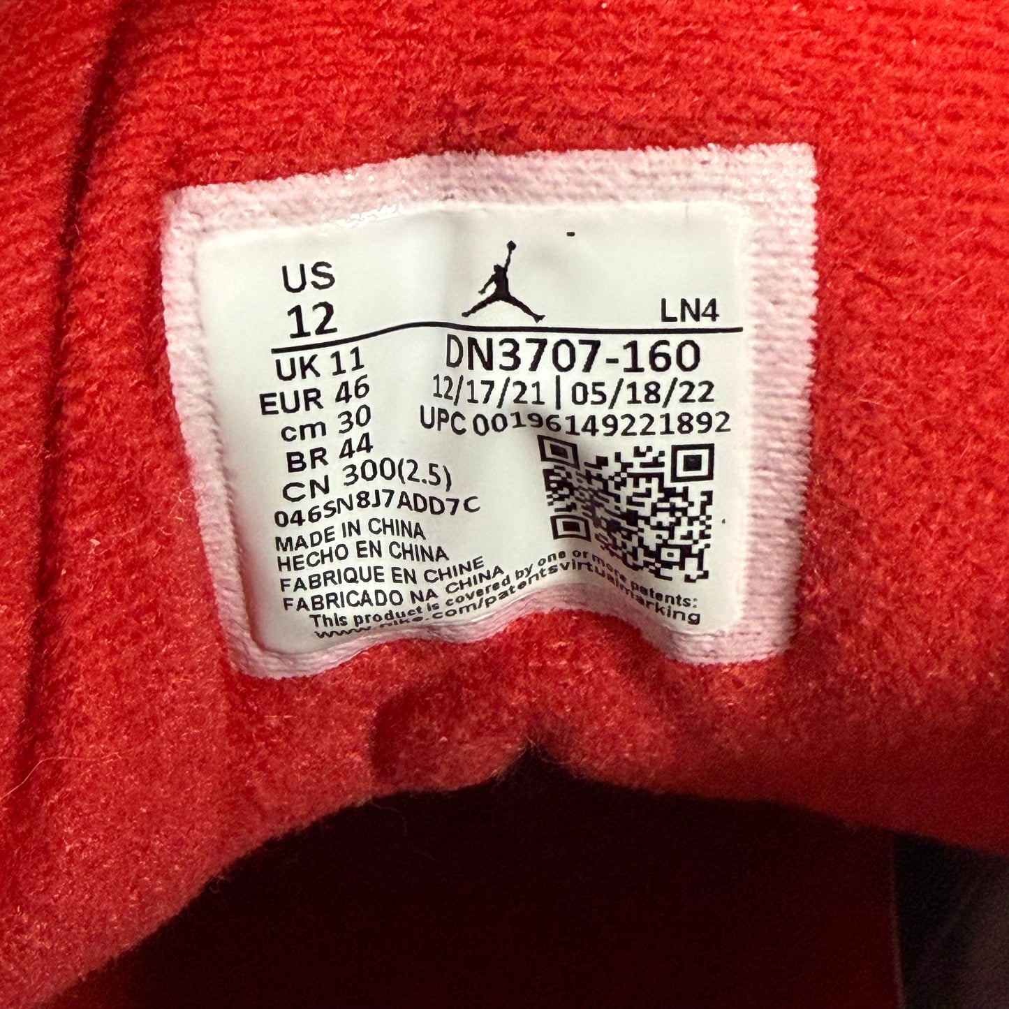 SIZE 12 - Jordan 3 Retro 'Fire Red' 2022 (Used)