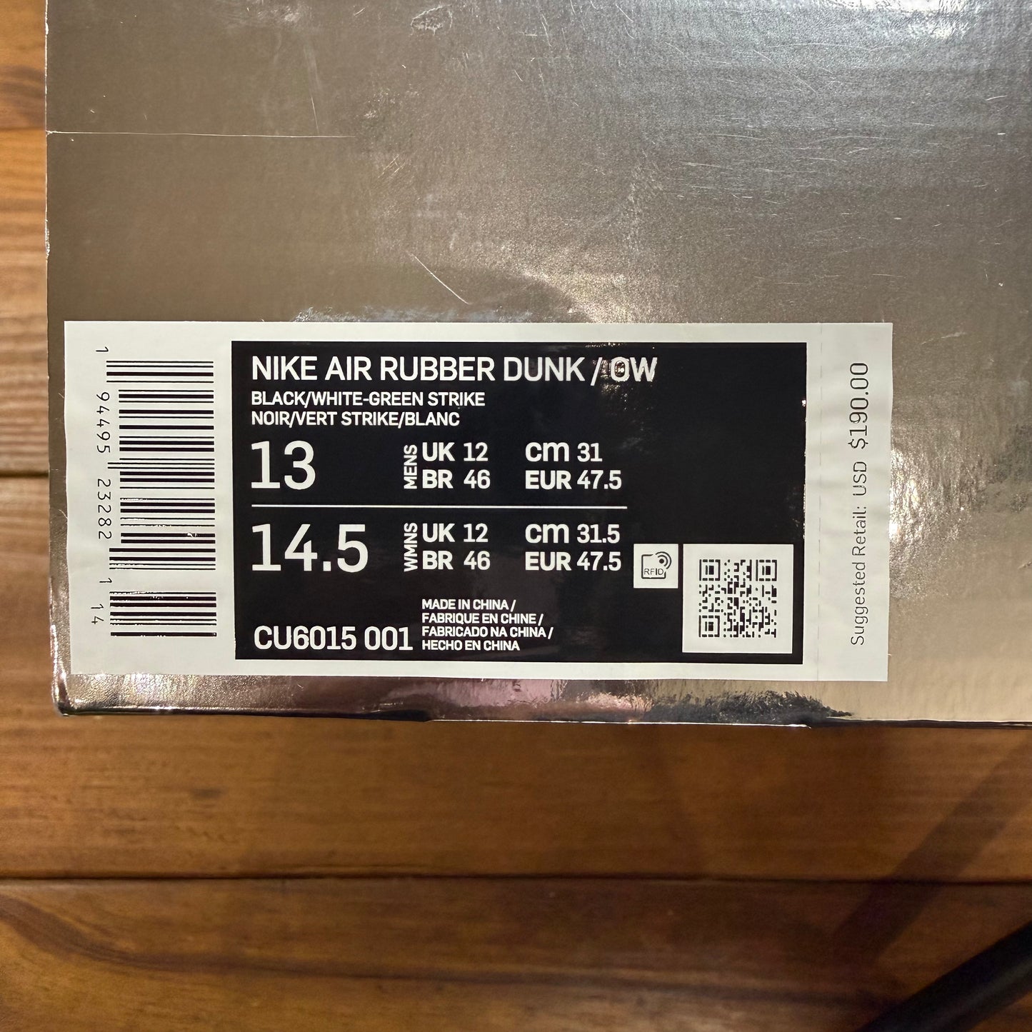 SIZE 13 - Off-White x Air Rubber Dunk 'Green Strike' (Used)