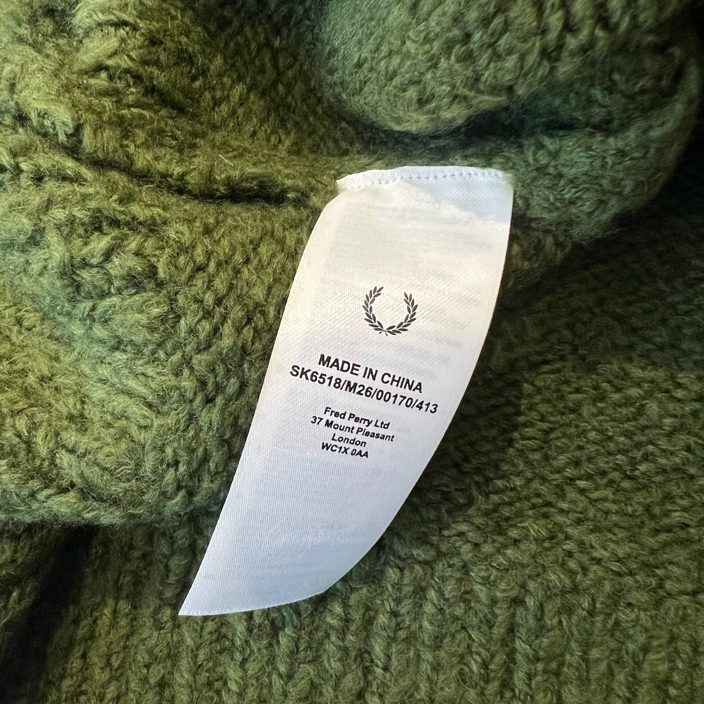 LARGE - Fred Perry x Raf Simons Fluffy Crew Knit 'Chive'