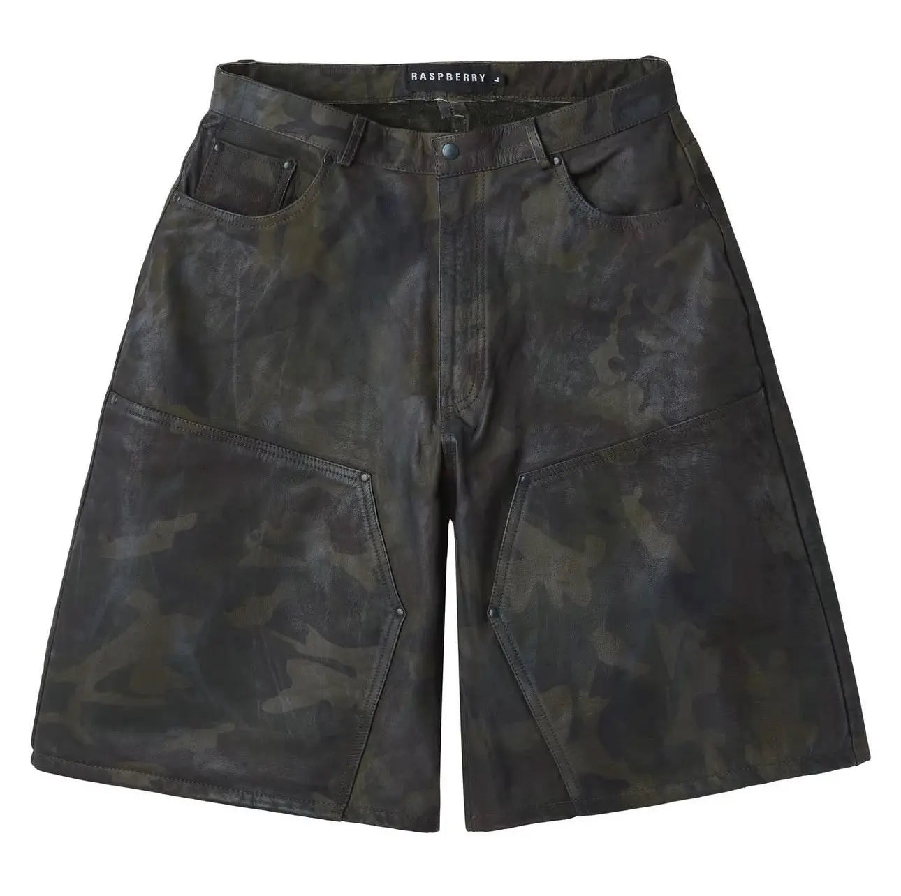 S - Raspberry Hills Leder-Camo-Shorts