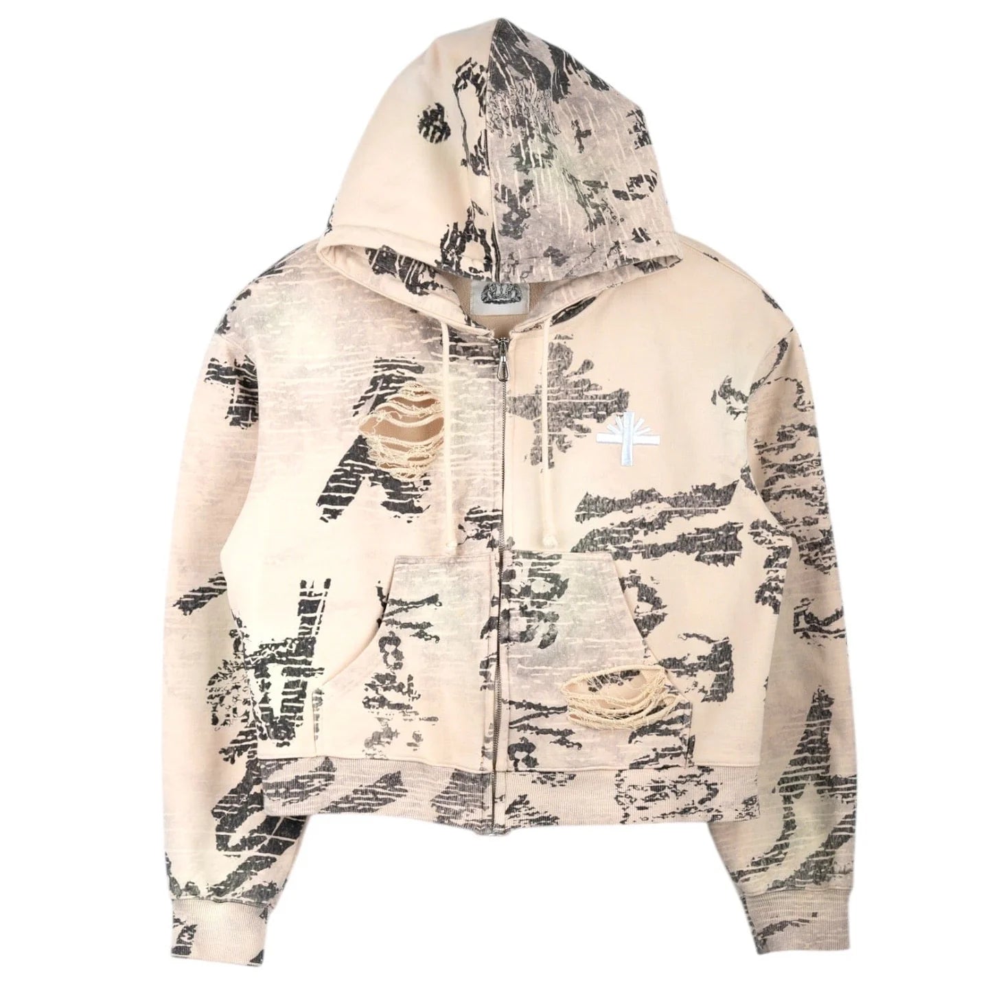 Sudadera con Capucha con Cremallera y Grafitis de Vértebras