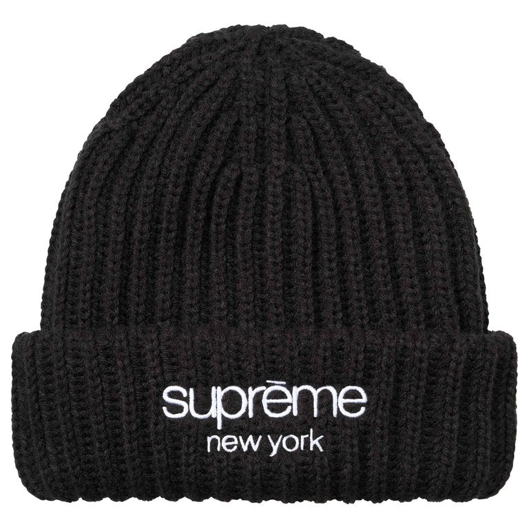 Supreme Classic Logo Chunky Ribbed Beanie 'Black'