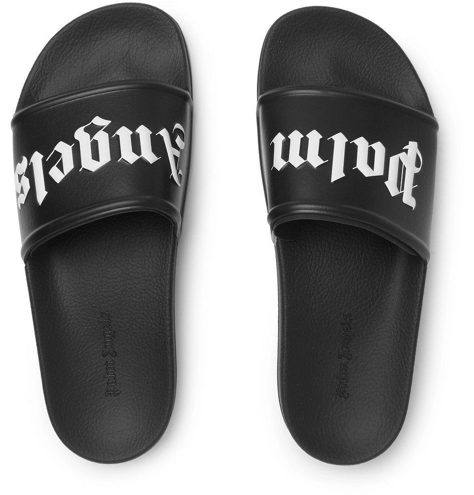 Size 43 - Palm Angels Logo Pool Slide 'Black White'