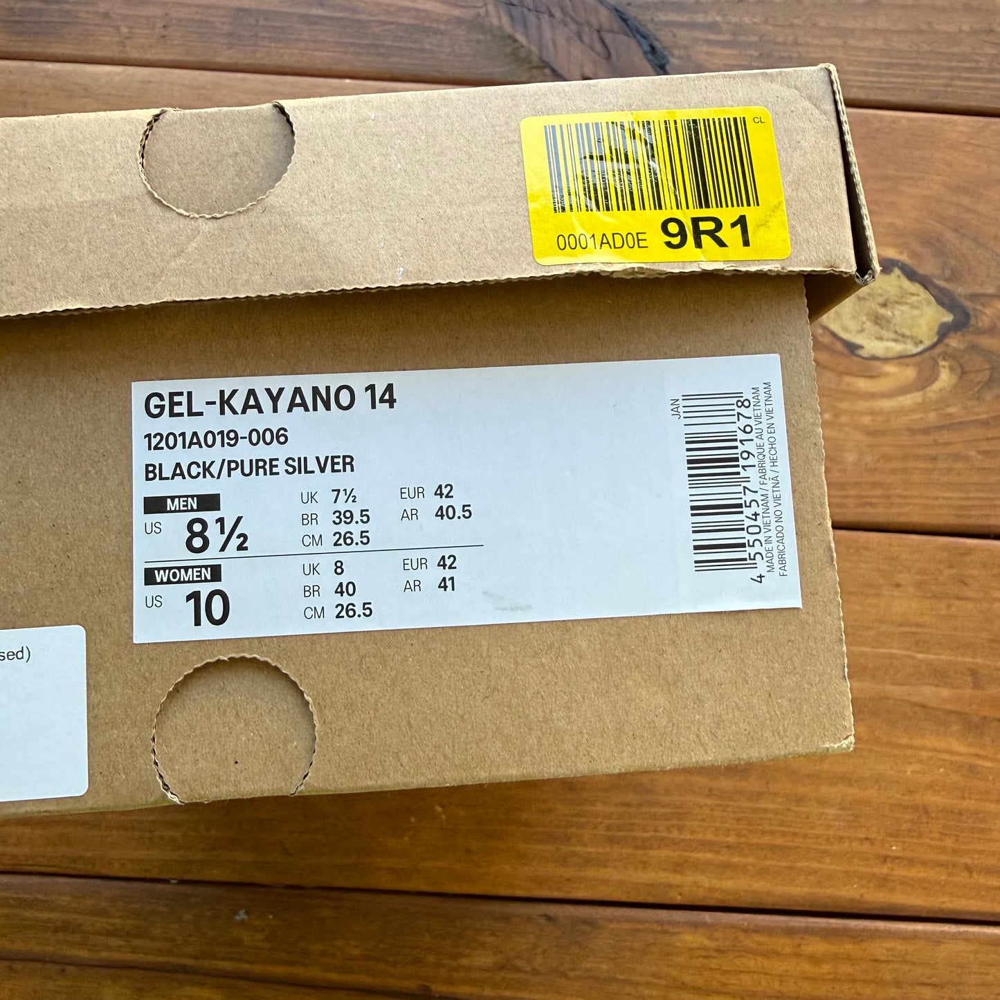 Größe 8.5 - Gel Kayano 14 'Black Pure Silver' (Gebraucht)