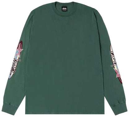 Stussy Two Star Long-Sleeve Tee Pigment Dyed 'Pine'
