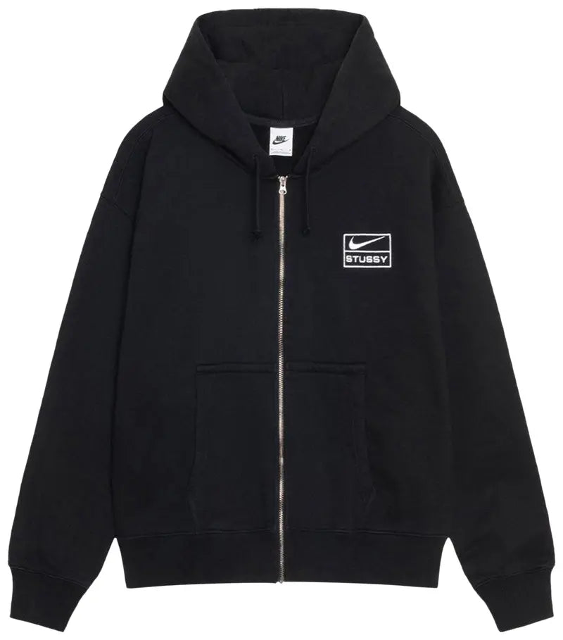 Stussy x Nike Stone Washed Fleece Zip Hoodie 'Black'