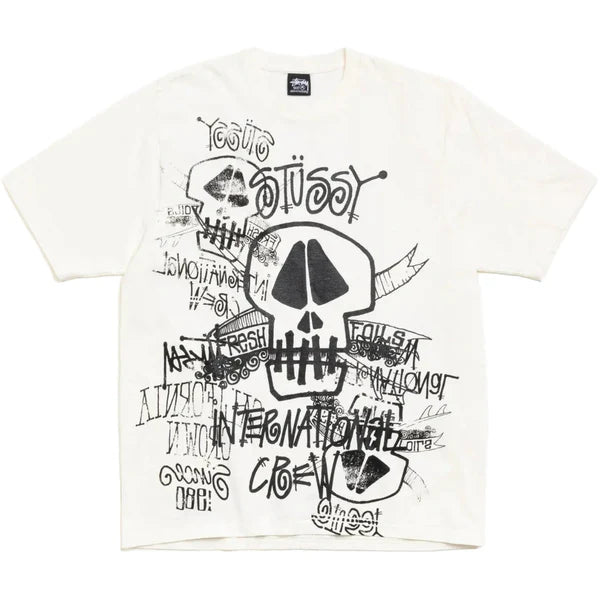 Large - Stussy Skulls Pigment Dyed Tee 'Natural'