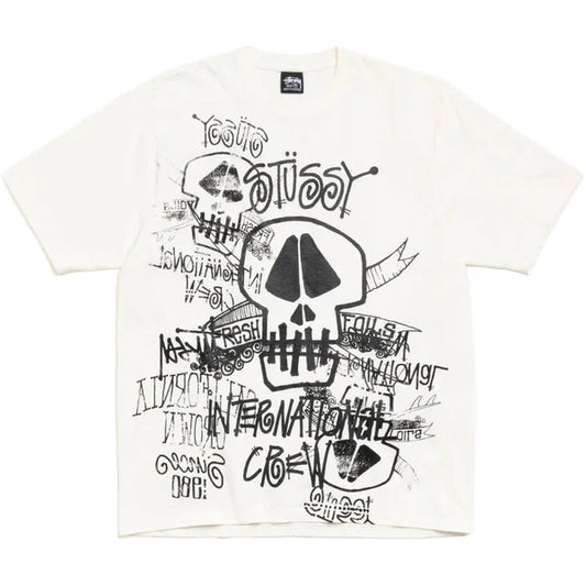 Large - Stussy Skulls Pigment Dyed Tee 'Natural'