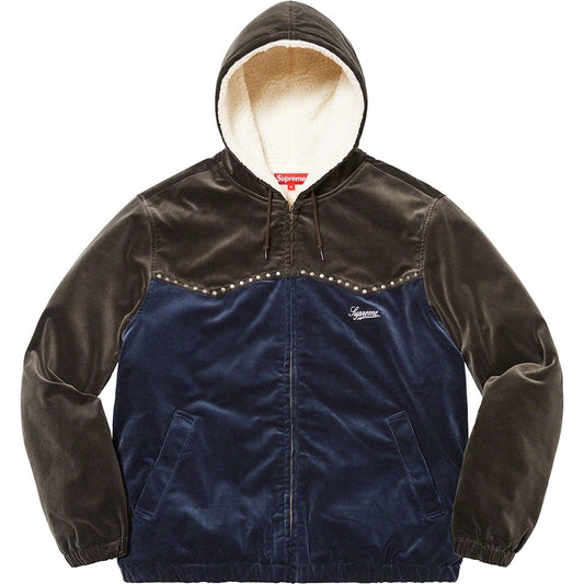 Supreme Studded Velvet Hooded Work Jacket
