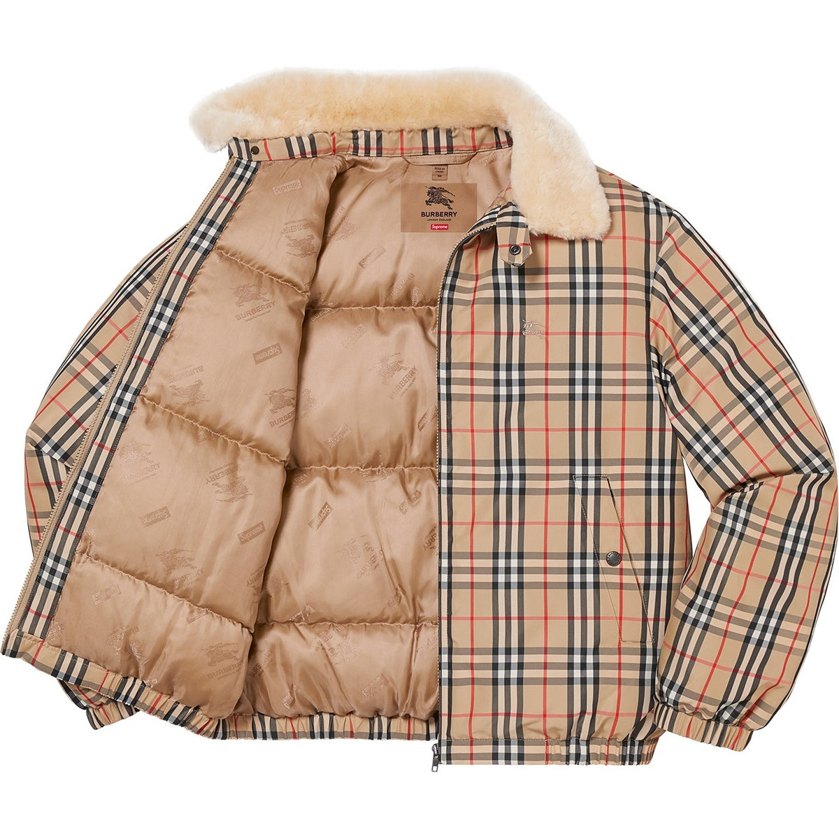 Chaqueta de Plumón con Cuello de Piel de Oveja Supreme®/Burberry®