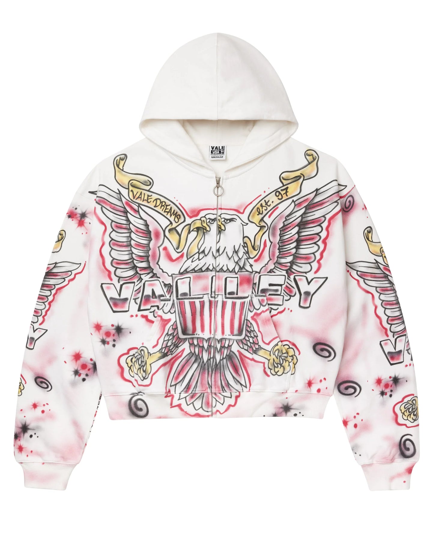 Vale White Flag Zip Up Hoodie