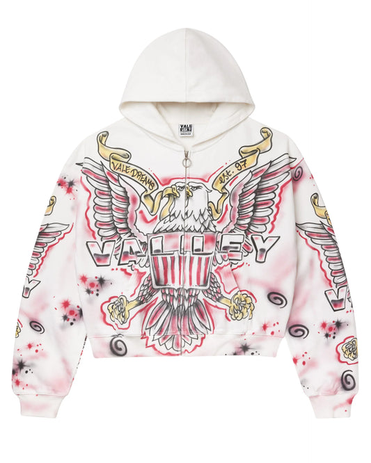 Vale White Flag Zip Up Hoodie