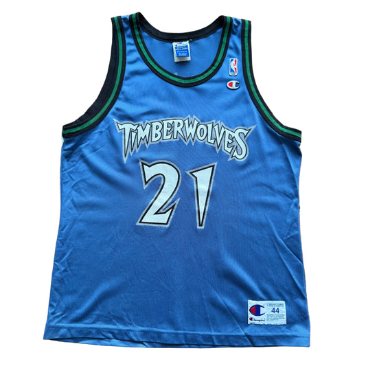 Large - Vintage Champion Kevin Garnett Timberwolves Jersey