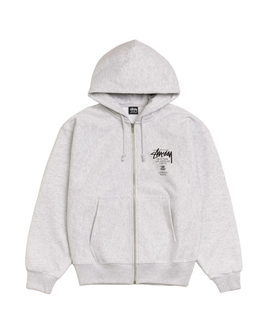 Stussy World Tour Zip-Hoodie 'Ash Heather'