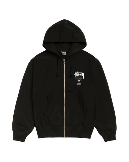 Sudadera con capucha y cremallera Stussy World Tour 'Black'