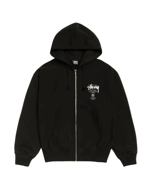 Stussy World Tour Zip Hoodie 'Black'