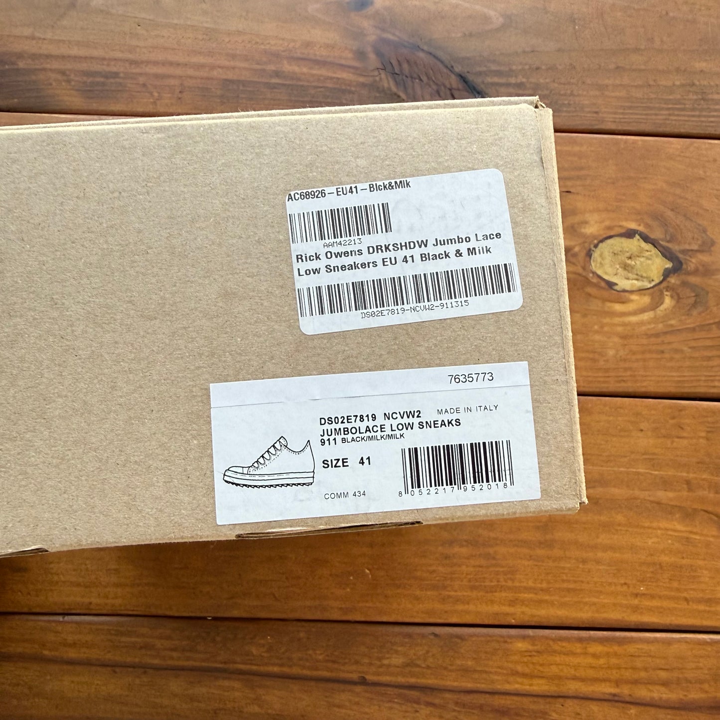 Größe 41 - Rick Owens DRKSHDW Jumbo Lace Low (Gebraucht)