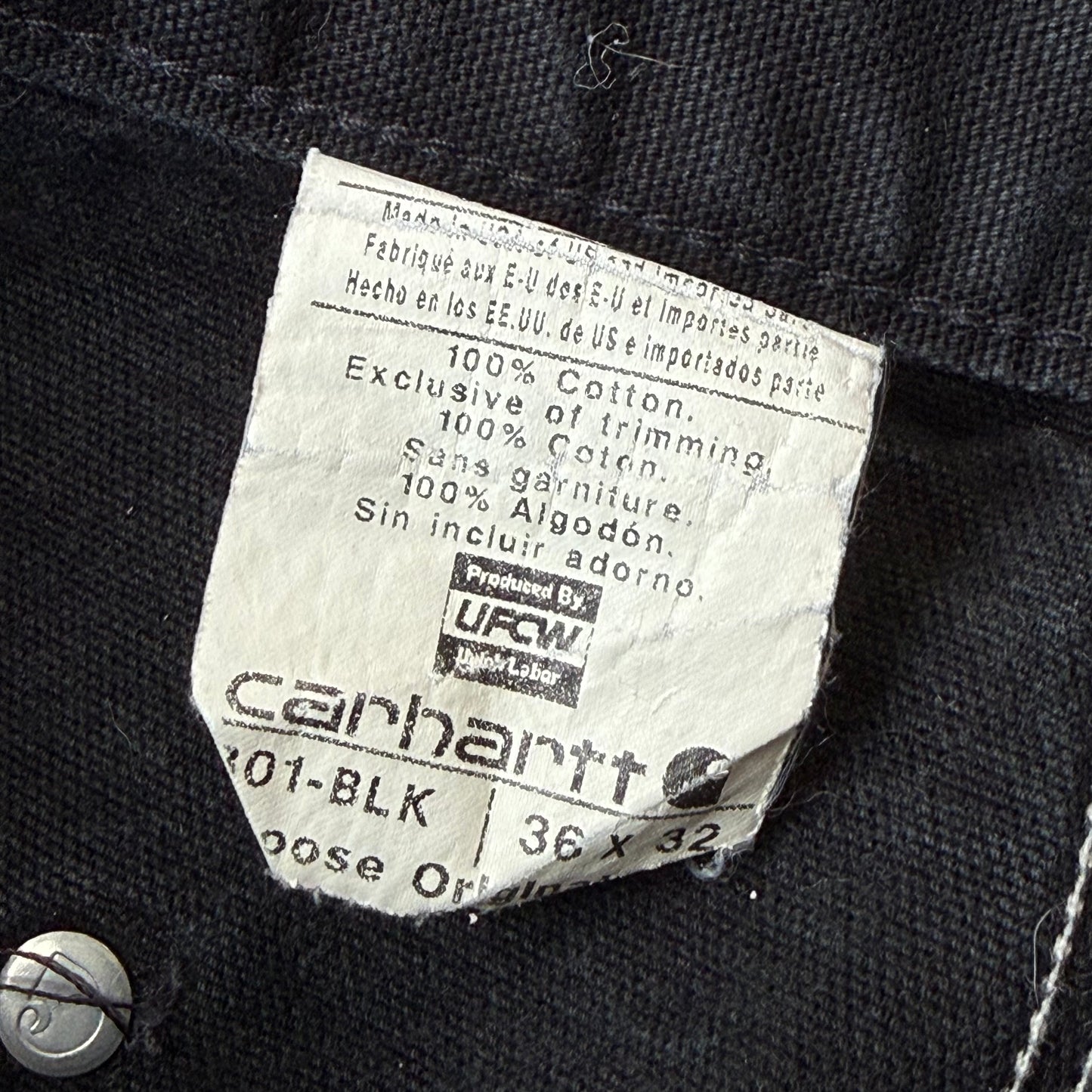 Size 36x32 - Vintage Carhartt Double Knee Pants 'Black'