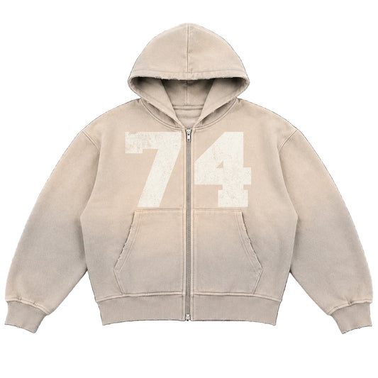 Large - 74iswar Gray Collegiate Zip-Up