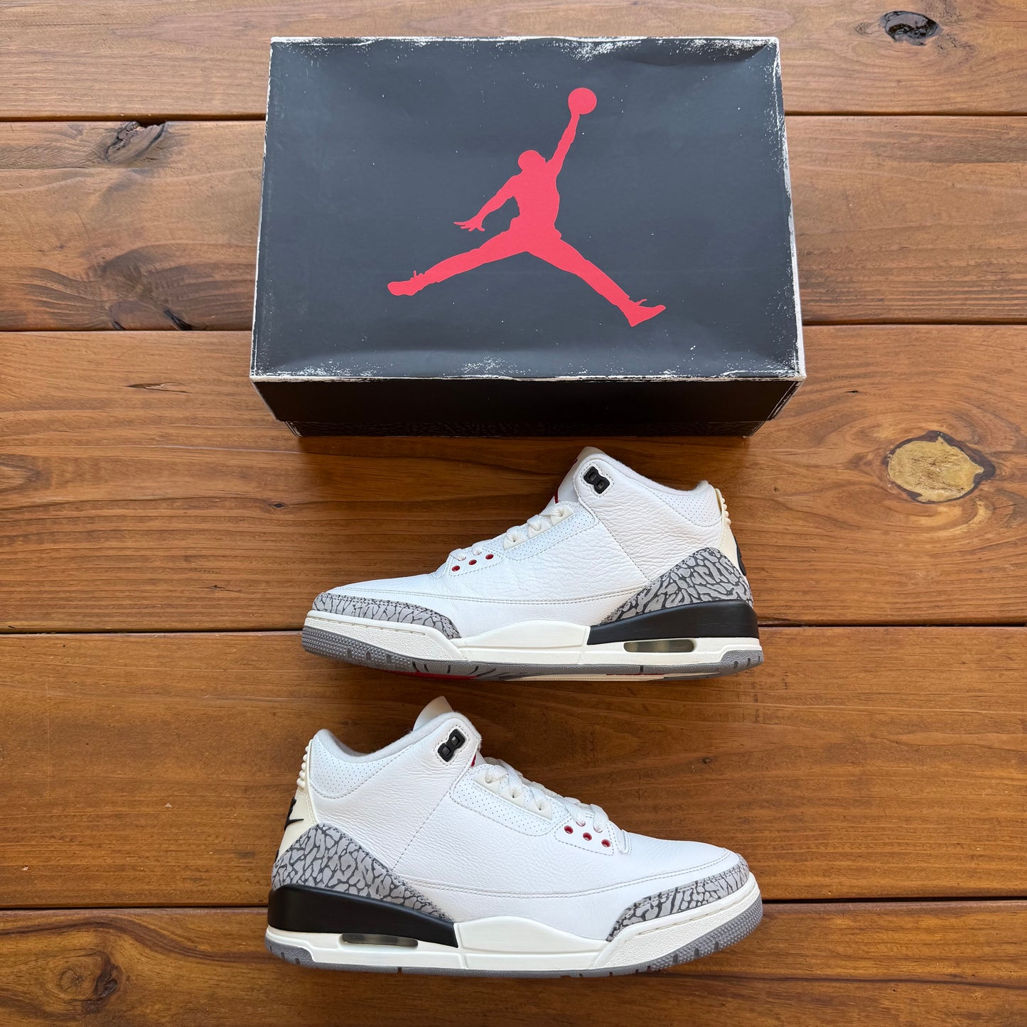 Größe 10 – Jordan 3 Retro „White Cement Reimagined“ (gebraucht)
