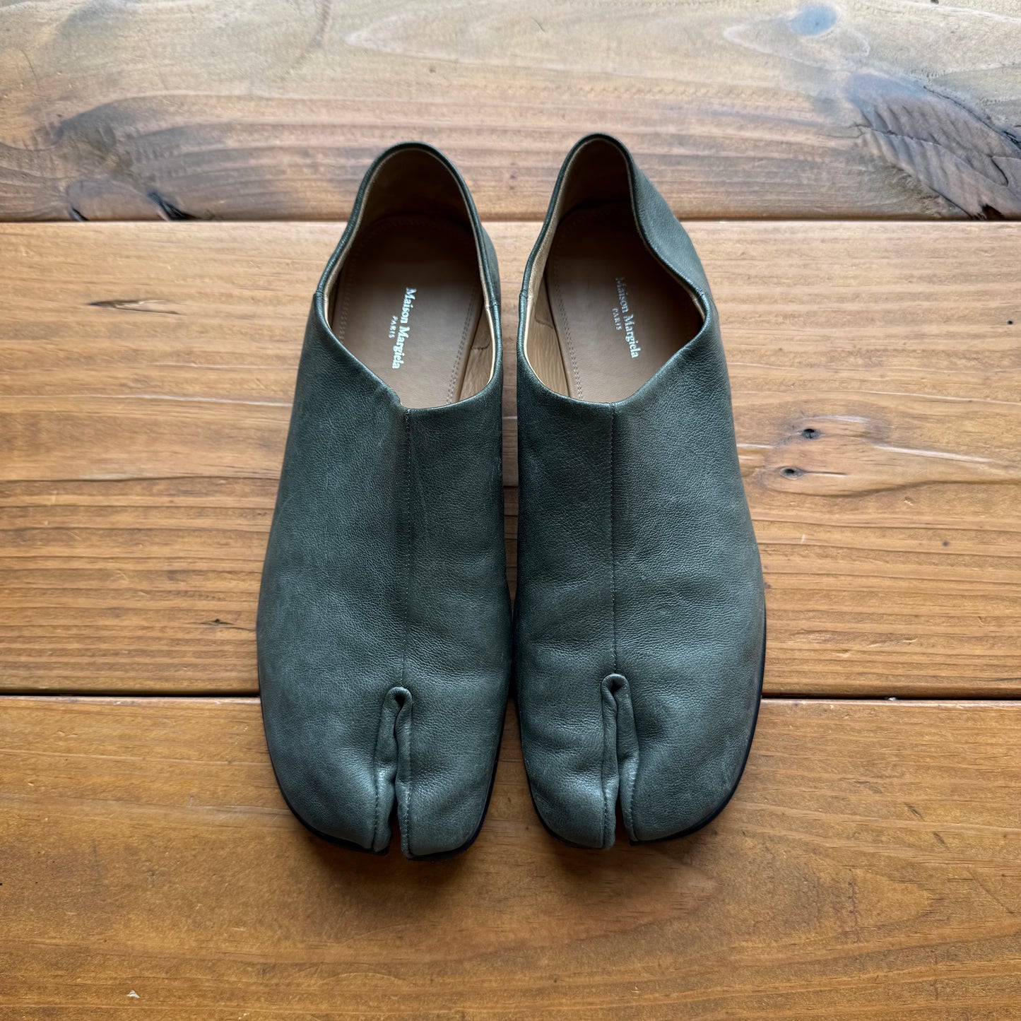 Size 43 - Maison Margiela Tabi Toe Slip-On Loafers 'Green' (Used/No Box)