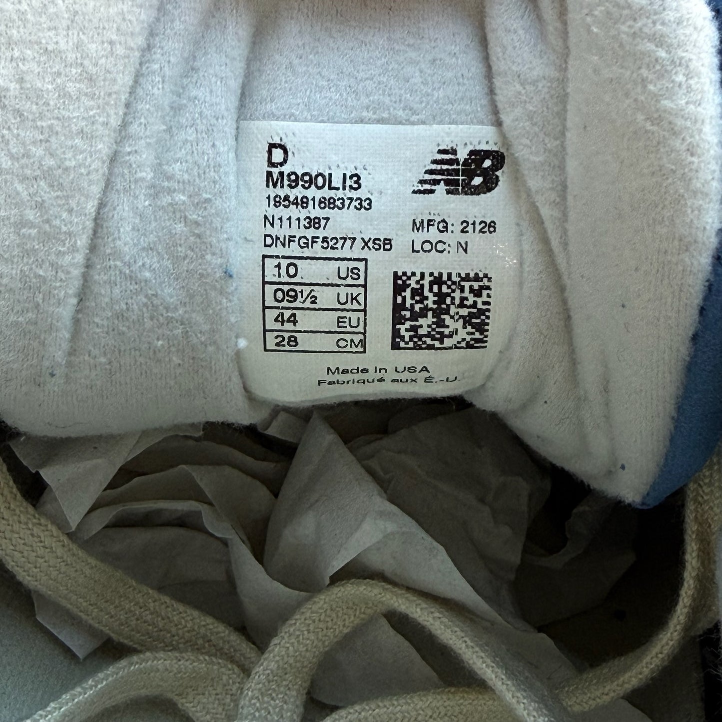 Size 10 - New Balance Levi's x 990v3 Made In USA 'Mallard Blue' (Used)