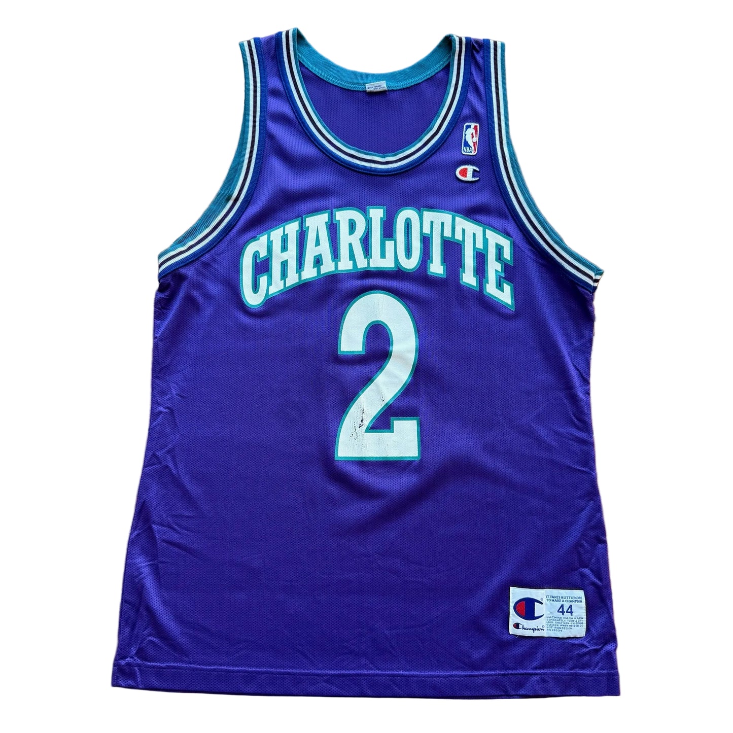 Grande - Camiseta vintage de los Hornets de Larry Johnson de Champion