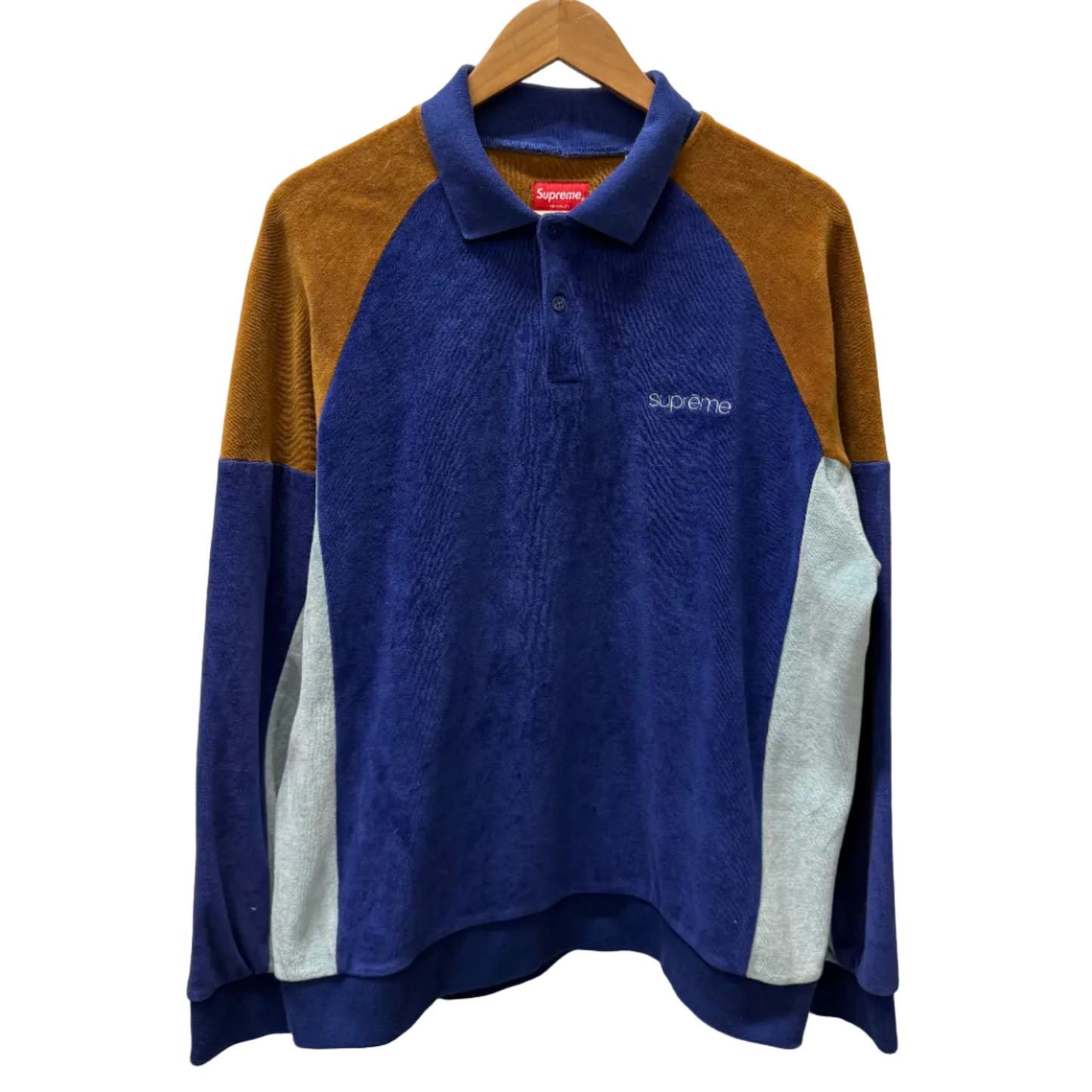 Medium - Supreme Paneled Velour L/S Polo (Pre-Owned)